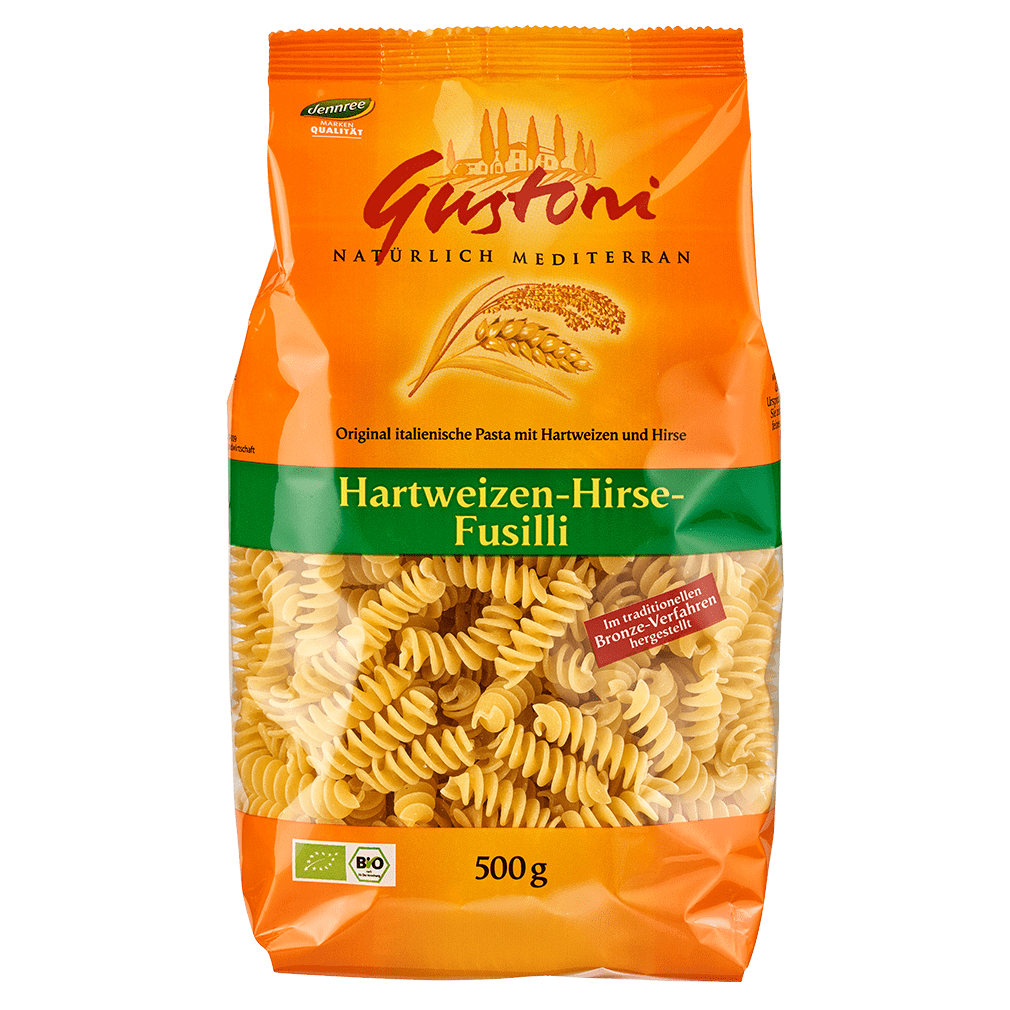 Bio Hartweizen-Hirse-Fusilli 500g von Gustoni bei greenist.de