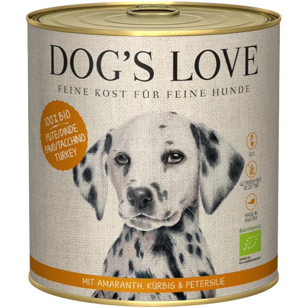 Dog´s Love Hunde Nassfutter Pute, 400 g Dose