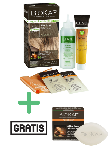 BioKap Haarfarbe Extra helles Goldblond Nr. 9.3 plus After Color festes Shampoo gratis