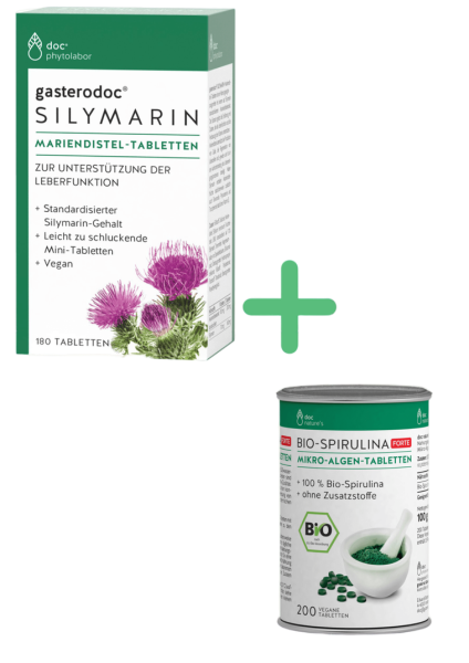 doc phytolabor gasterodoc Silymarin Tabletten plus Bio-Spirulina FORTE Mikro-Algen-Tabletten gratis