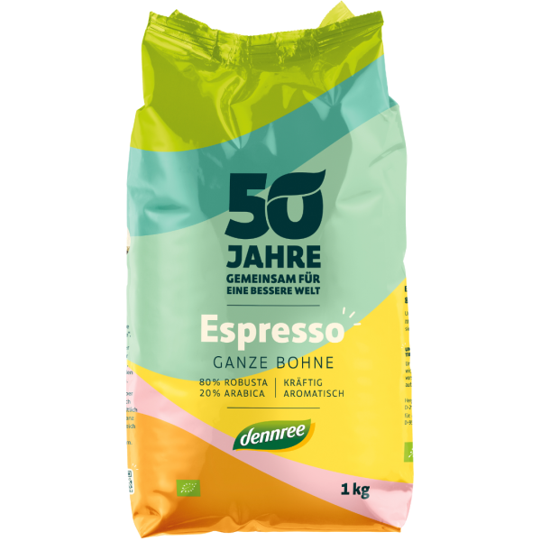 dennree Bio Espresso, ganze Bohne, 1kg