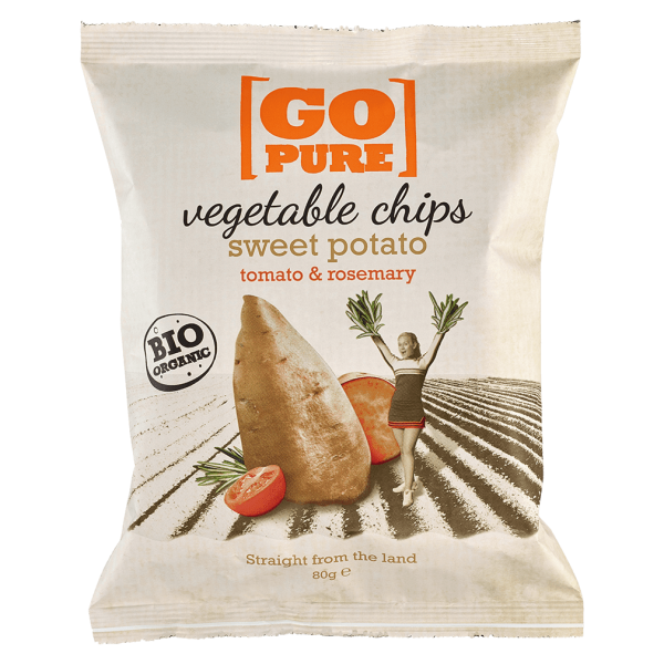 GoPure Bio Gemüsechips Süßkartoffel, Tomate &amp; Rosmarin