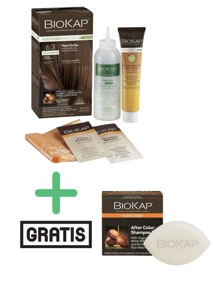 BioKap Haarfarbe Dunkles Goldblond Nr. 6.3 plus After Color festes Shampoo gratis